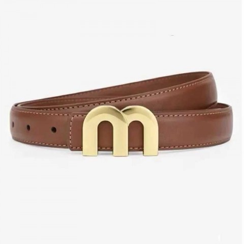 Luxury Women's Narrow Genuine Leather Belt with Golden Dot Buckle