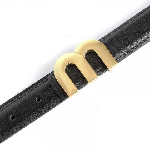 Luxury Women's Narrow Genuine Leather Belt with Golden Dot Buckle