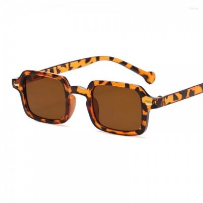 Retro Fashion Square Sunglasses Men Women UV400 Protection Blue Leopard Gradient