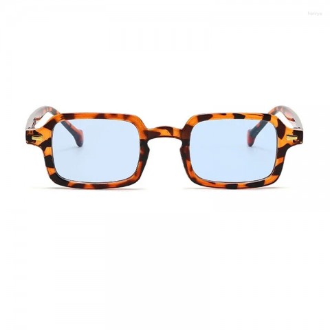 Retro Fashion Square Sunglasses Men Women UV400 Protection Blue Leopard Gradient
