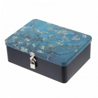 Tinplate Lockable Jewelry Organizer Storage Box - Beige