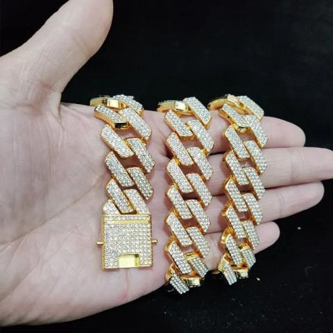 Chic Hip Hop Rhombus Cuban Chain Necklace for Men and Women