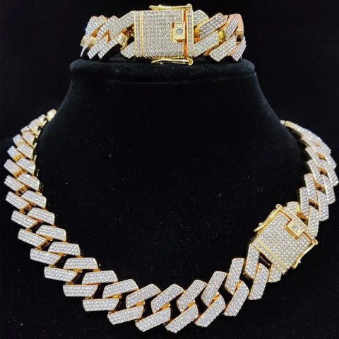 Chic Hip Hop Rhombus Cuban Chain Necklace for Men and Women