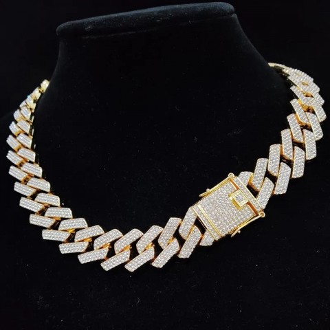 Chic Hip Hop Rhombus Cuban Chain Necklace for Men and Women