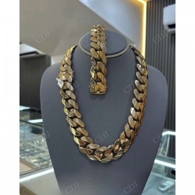 Yellow Gold Plated Cuban Chain Bracelet for Men - Miami Hip Hop Style