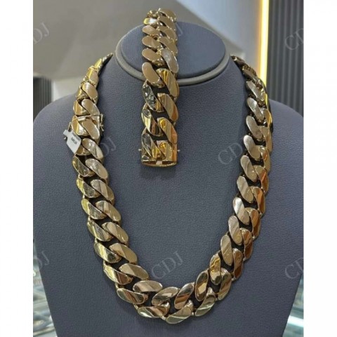 Yellow Gold Plated Cuban Chain Bracelet for Men - Miami Hip Hop Style