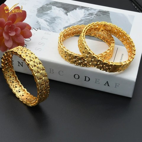 ANIID Women's Gold Color Charm Bangle