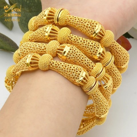 ANIID Women's Gold Color Charm Bangle