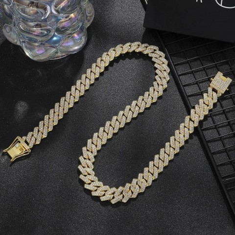 TrendMen Hiphop Rock Alloy Chain Necklace, Gold Color, Preppy Style, Boys Party Jewelry Gifts