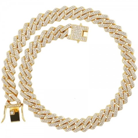 TrendMen Hiphop Rock Alloy Chain Necklace, Gold Color, Preppy Style, Boys Party Jewelry Gifts