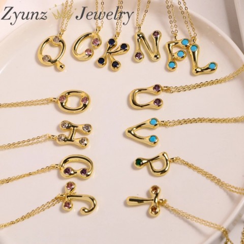 10 Pieces High-Quality CZ Zirconia Alphabet Charms A to Z for DIY Jewelry Making Necklaces