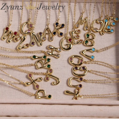 10 Pieces High-Quality CZ Zirconia Alphabet Charms A to Z for DIY Jewelry Making Necklaces