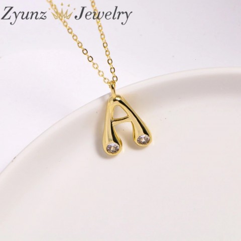 10 Pieces High-Quality CZ Zirconia Alphabet Charms A to Z for DIY Jewelry Making Necklaces