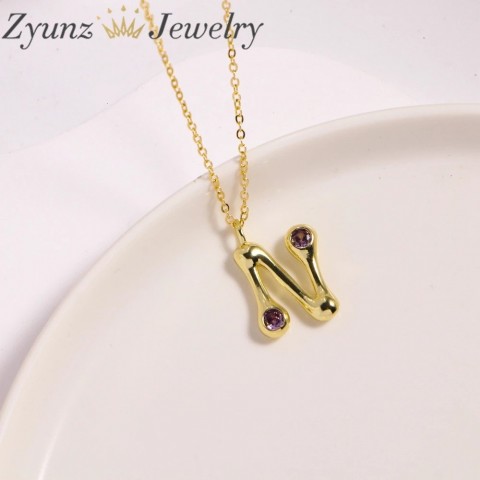 10 Pieces High-Quality CZ Zirconia Alphabet Charms A to Z for DIY Jewelry Making Necklaces