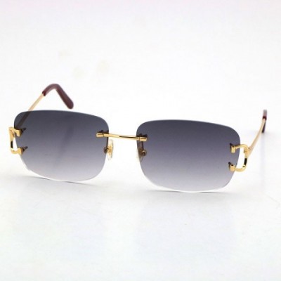 Rimless Gold Frame Sunglasses for Men and Women