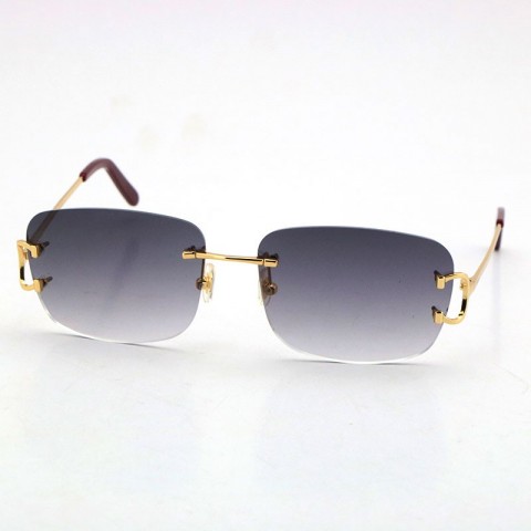 Rimless Gold Frame Sunglasses for Men and Women