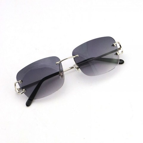 Rimless Gold Frame Sunglasses for Men and Women