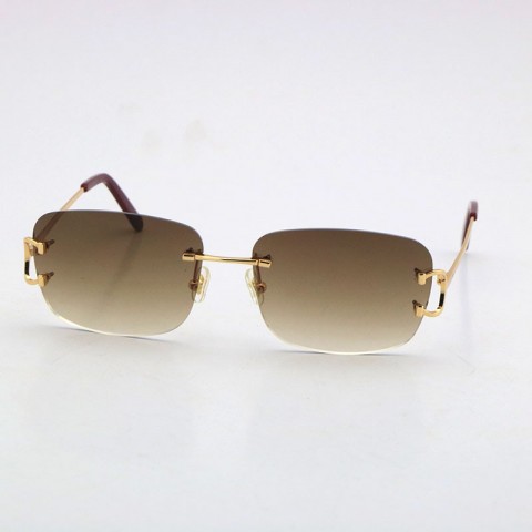 Rimless Gold Frame Sunglasses for Men and Women
