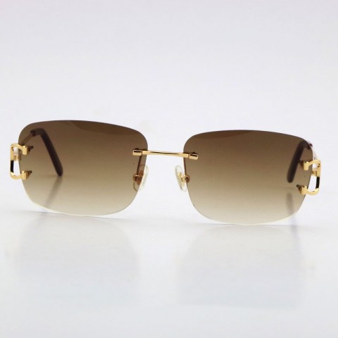 Rimless Gold Frame Sunglasses for Men and Women
