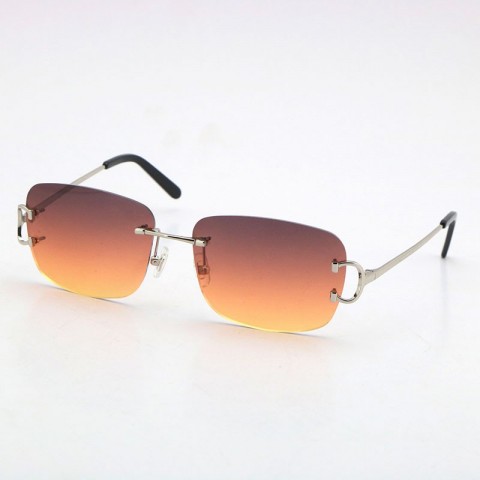 Rimless Gold Frame Sunglasses for Men and Women