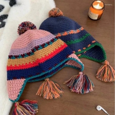 Japanese Hand-Woven Contrasting Beret with Ear Protectors