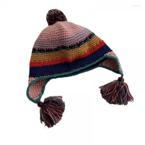 Japanese Hand-Woven Contrasting Beret with Ear Protectors