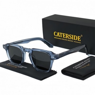 Caterside Retro Square Polarized Sunglasses for Men & Women, UV400 Protection, Acetic Acid Frame, Punk Style