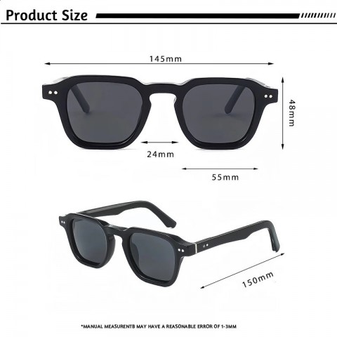 Caterside Retro Square Polarized Sunglasses for Men & Women, UV400 Protection, Acetic Acid Frame, Punk Style