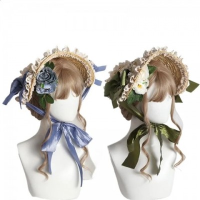 Lace Flower Wide Brim Flat Hat for Girls - Multi Colored Bonnet 250420