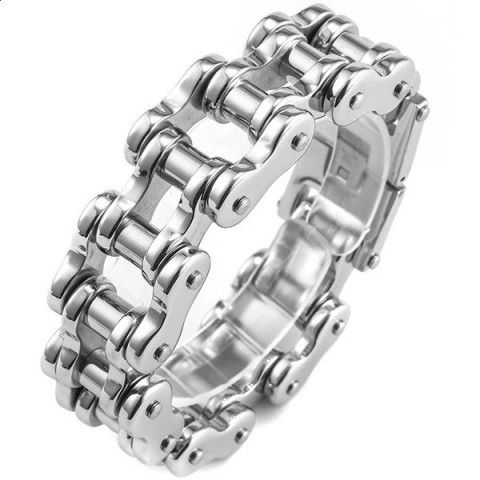 Rock and Roll Heavy Stainless Steel Men's Motorcycle Chain Bracelet 22/24CM