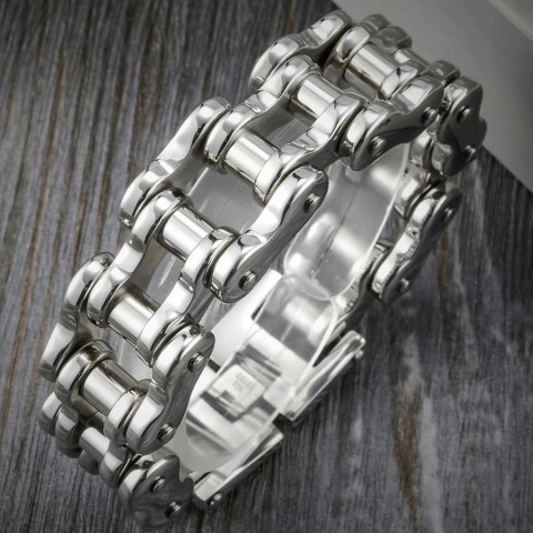 Rock and Roll Heavy Stainless Steel Men's Motorcycle Chain Bracelet 22/24CM