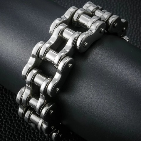 Rock and Roll Heavy Stainless Steel Men's Motorcycle Chain Bracelet 22/24CM