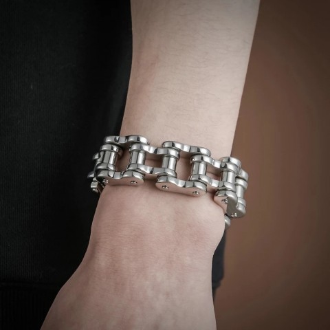 Rock and Roll Heavy Stainless Steel Men's Motorcycle Chain Bracelet 22/24CM