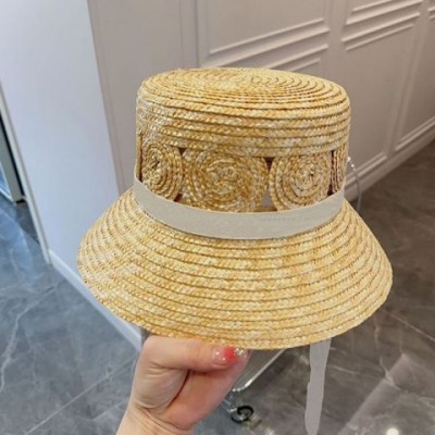 Wide Brim Paisley Pattern White Bucket Hat for Women - Summer Outdoor Sun Protection