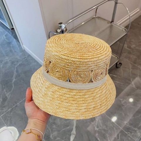 Wide Brim Paisley Pattern White Bucket Hat for Women - Summer Outdoor Sun Protection