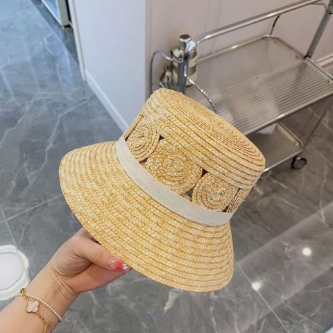 Wide Brim Paisley Pattern White Bucket Hat for Women - Summer Outdoor Sun Protection