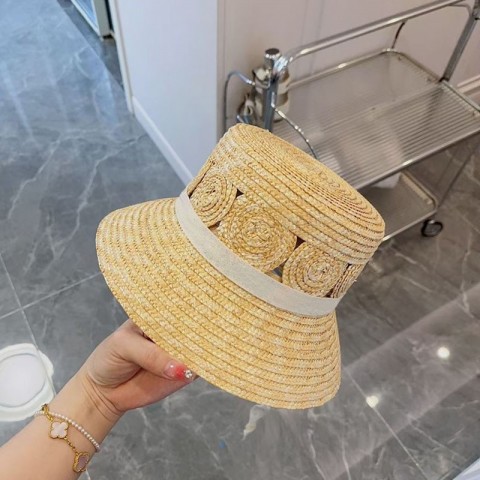 Wide Brim Paisley Pattern White Bucket Hat for Women - Summer Outdoor Sun Protection