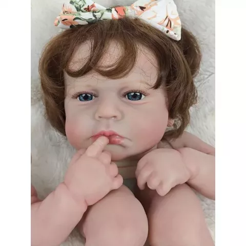 17 Inch LouLou Awake Pre-painted Reborn Baby Doll Kit with Hand-rooted Hair and Soft Cloth Body