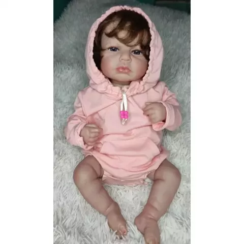 17 Inch LouLou Awake Pre-painted Reborn Baby Doll Kit with Hand-rooted Hair and Soft Cloth Body