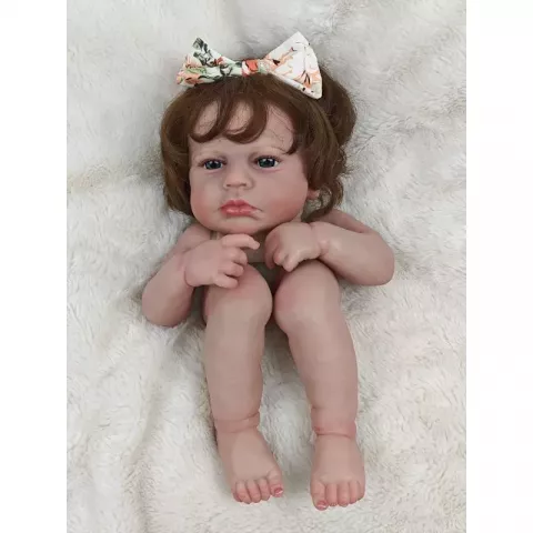 17 Inch LouLou Awake Pre-painted Reborn Baby Doll Kit with Hand-rooted Hair and Soft Cloth Body