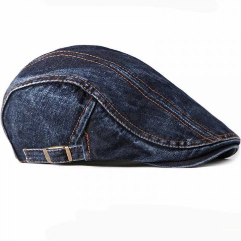 HT4618 Spring Summer Ball Cap - Lightweight Adjustable Unisex Denim Beret