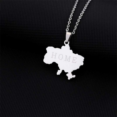Ukraine Map Titanium Necklace for Men & Women - Gold & Silver Choker