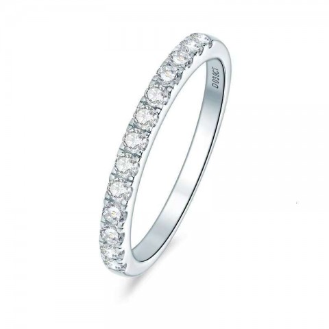 yuzhifei 0.1ct Moissanite Engagement Ring, 925 Sterling Silver & 18k White Gold, Women's Fine Jewelry