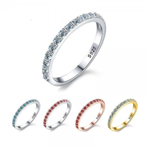 yuzhifei 0.1ct Moissanite Engagement Ring, 925 Sterling Silver & 18k White Gold, Women's Fine Jewelry