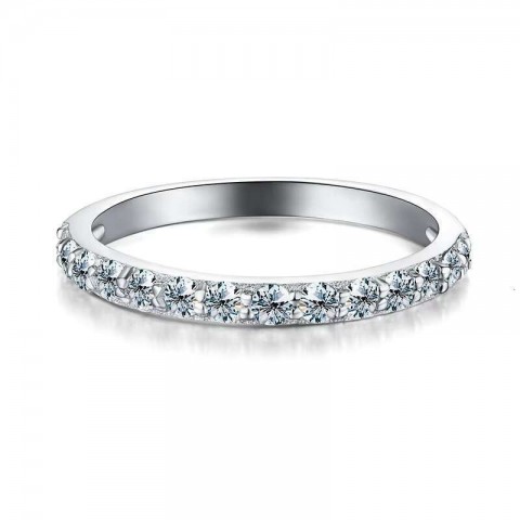 yuzhifei 0.1ct Moissanite Engagement Ring, 925 Sterling Silver & 18k White Gold, Women's Fine Jewelry