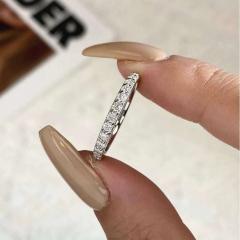yuzhifei 0.1ct Moissanite Engagement Ring, 925 Sterling Silver & 18k White Gold, Women's Fine Jewelry