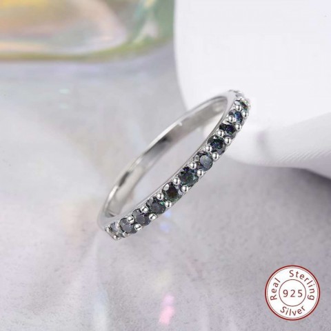 yuzhifei 0.1ct Moissanite Engagement Ring, 925 Sterling Silver & 18k White Gold, Women's Fine Jewelry