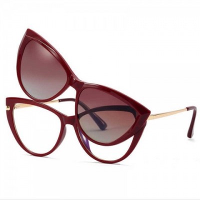 Magnetic Cat Eye Sunglasses for Women with Polarized Lenses and Transparent Frame
