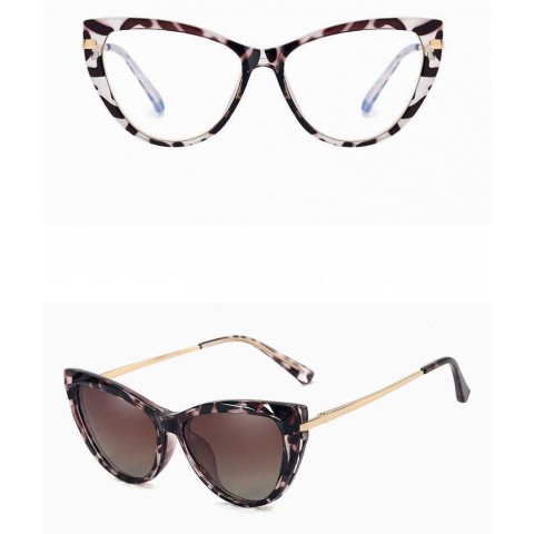 Magnetic Cat Eye Sunglasses for Women with Polarized Lenses and Transparent Frame