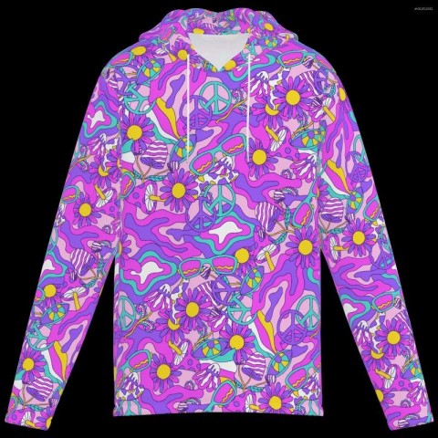 Men's 2025 Christmas Casual Purple Abstract Print Hoodie
